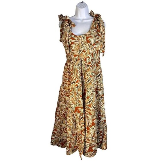 HOUSE OF HARLOW 1960 Womens A-Line‎ Tie Shoulder Floral Print Brown Size Small - Picture 1 of 7